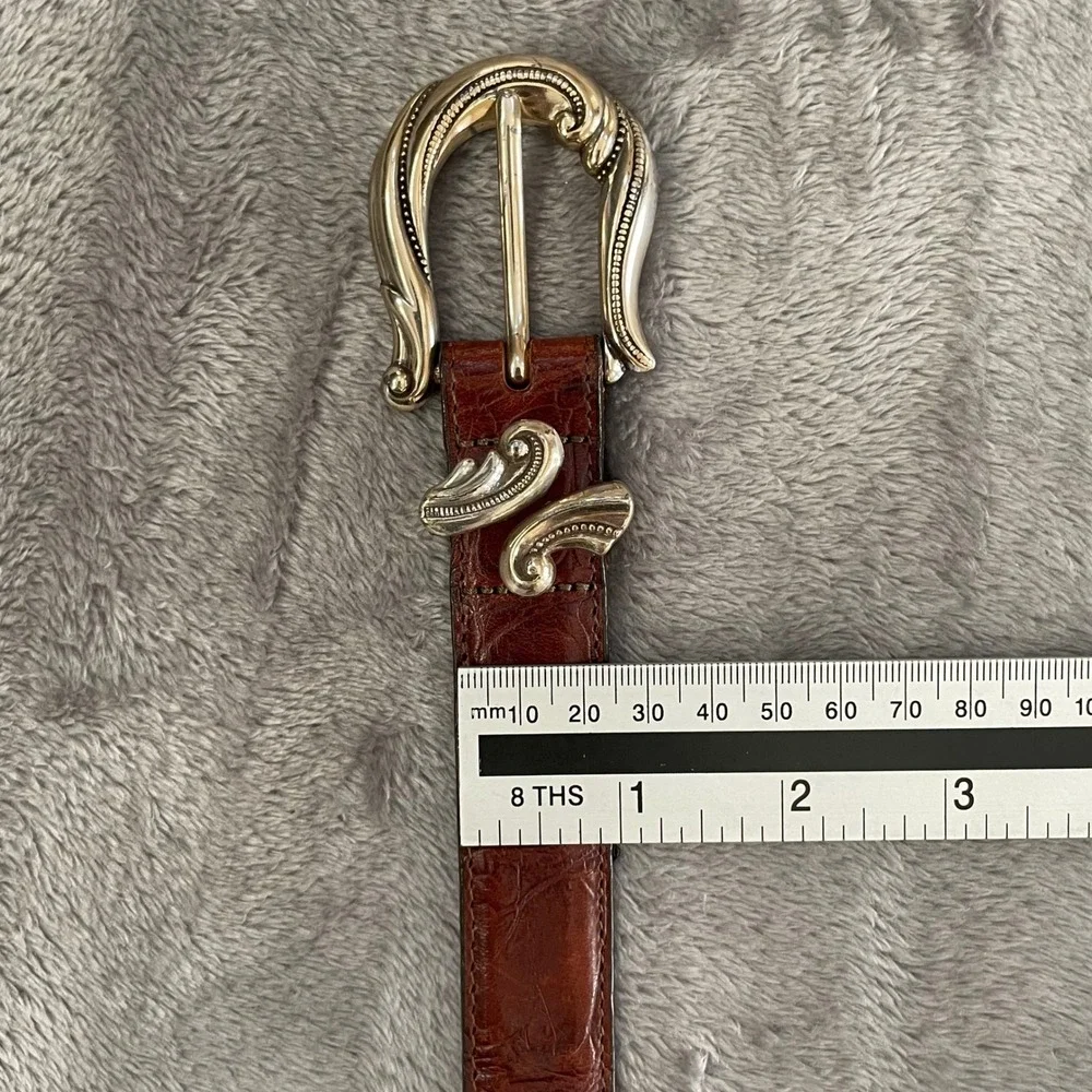 Vintage Y2K‎ Brighton Brown Mock Croc Leather Western Buckle Belt Large